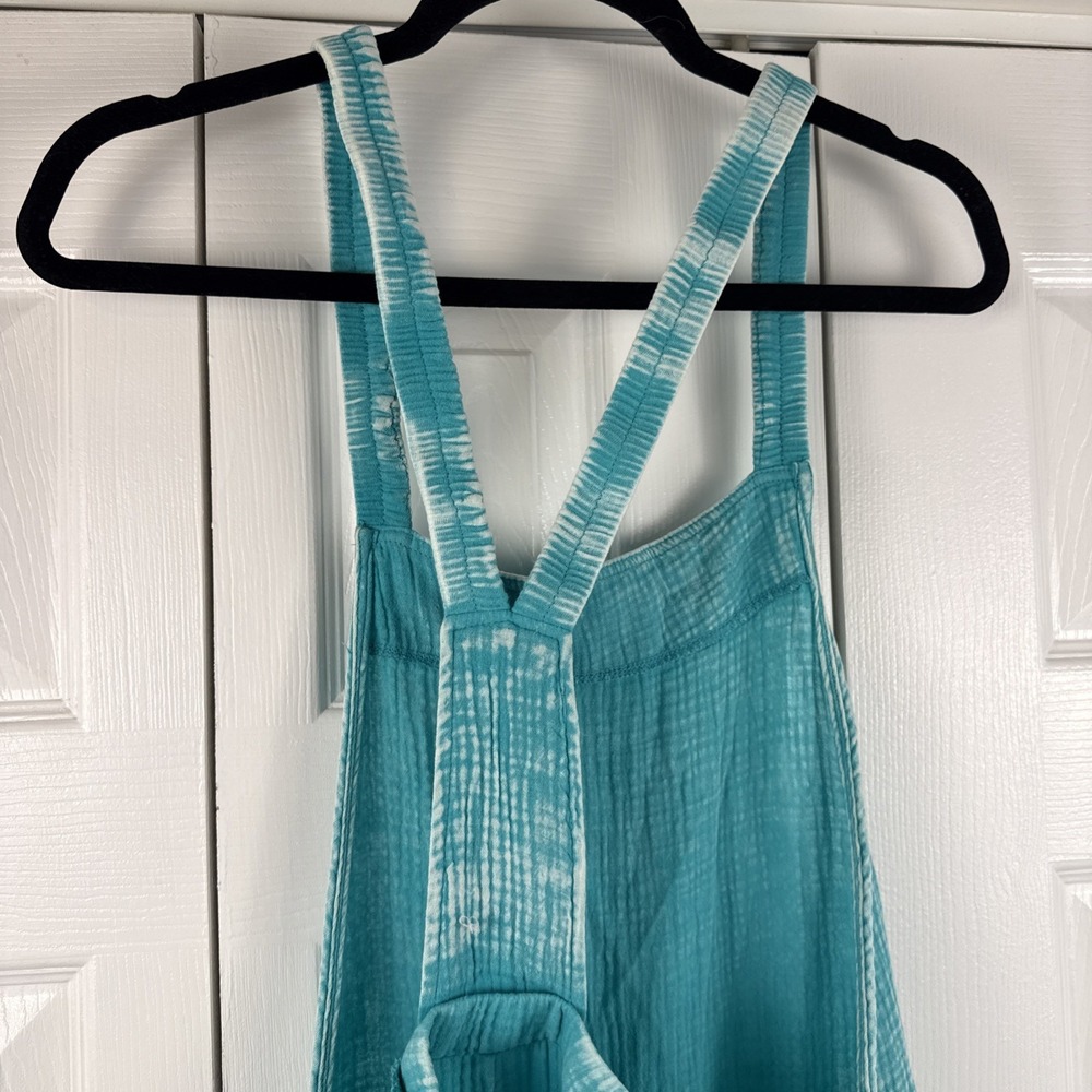 Zenana Kelly Green Washed Double Gauze Wide Leg Overalls Size Medium NWOT BOHO - Picture 10 of 13